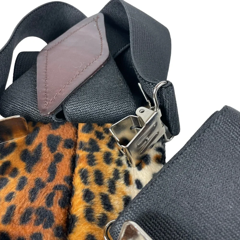 Handmade Cheetah Print Suspenders Alligator Clip 2x2 Faux Fur Halloween Costume - Picture 9 of 16